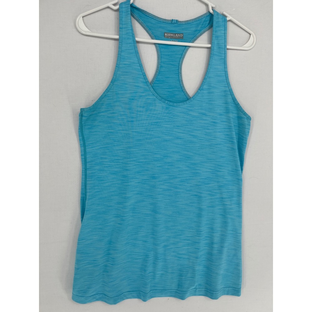 Kirkland Signature Racerback Active Tank Top Womens Large Blue Space Dye